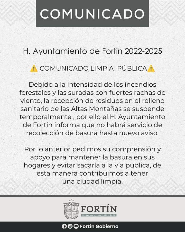 ⚠️COMUNICADO LIMPIA PÚBLICA FORTÍN⚠️