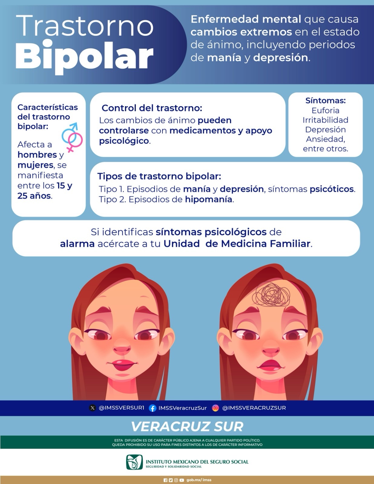 Informa IMSS Veracruz Sur sobre Trastorno Bipolar