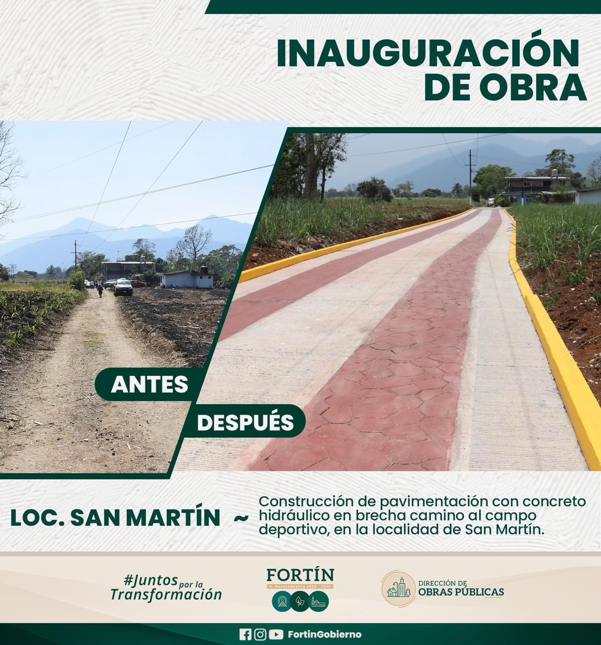 🚧Inauguran autoridades obra de pavimentación en San Martín🛣🚧