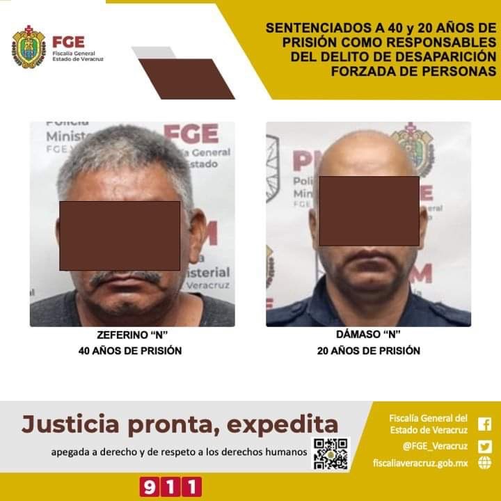 Sentenciados a 40 y 20 años de prisión como responsables del delito de desaparición forzada de personas