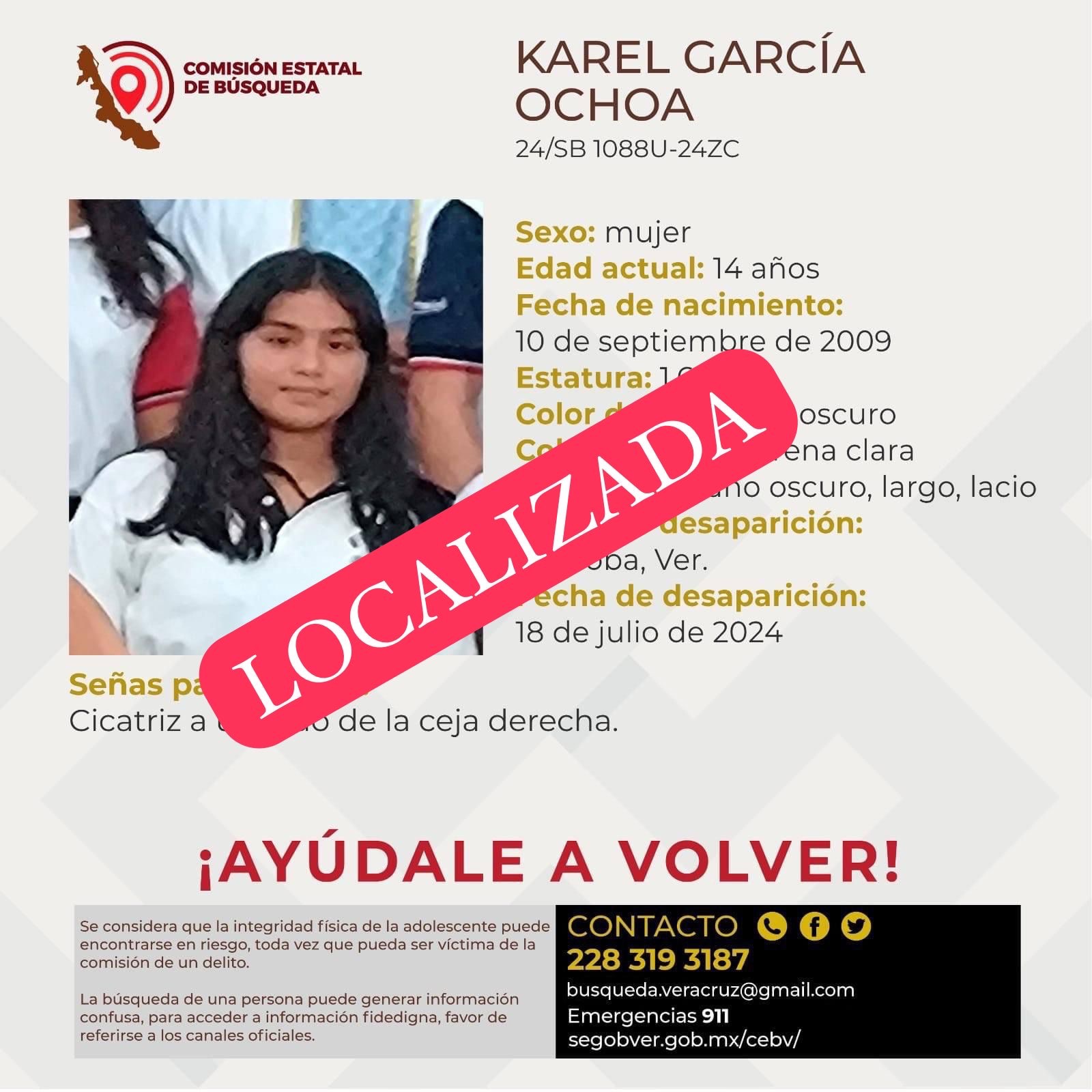 LOCALIZAN CON VIDA A MENOR DESAPARECIDA