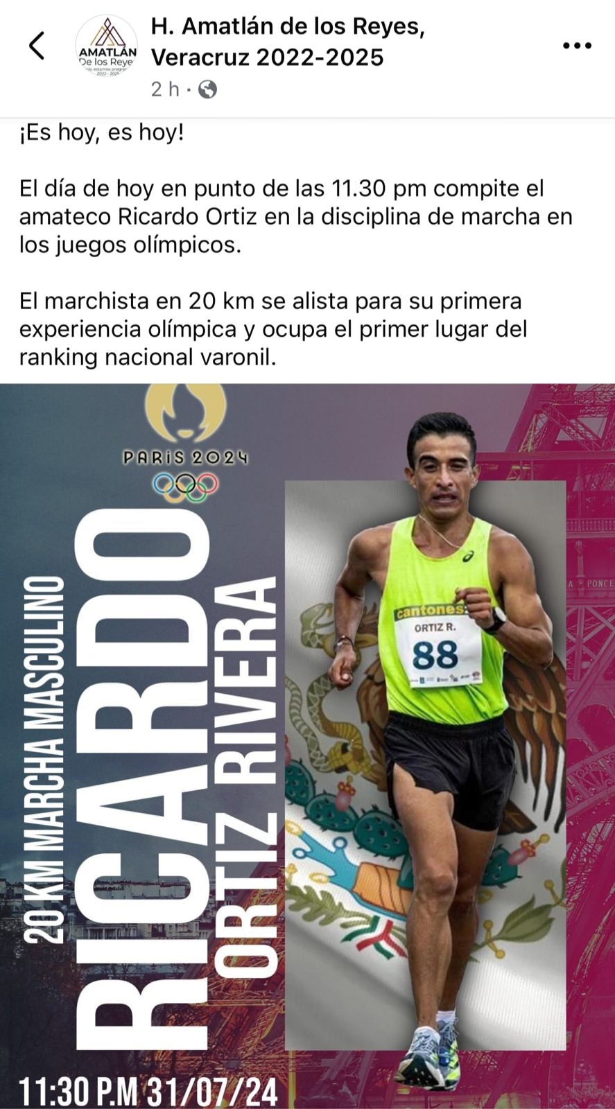 GOBIERNO DE AMATLÁN PRESUME A ATLETA EN PARÍS, PERO NUNCA LO APOYÓ
