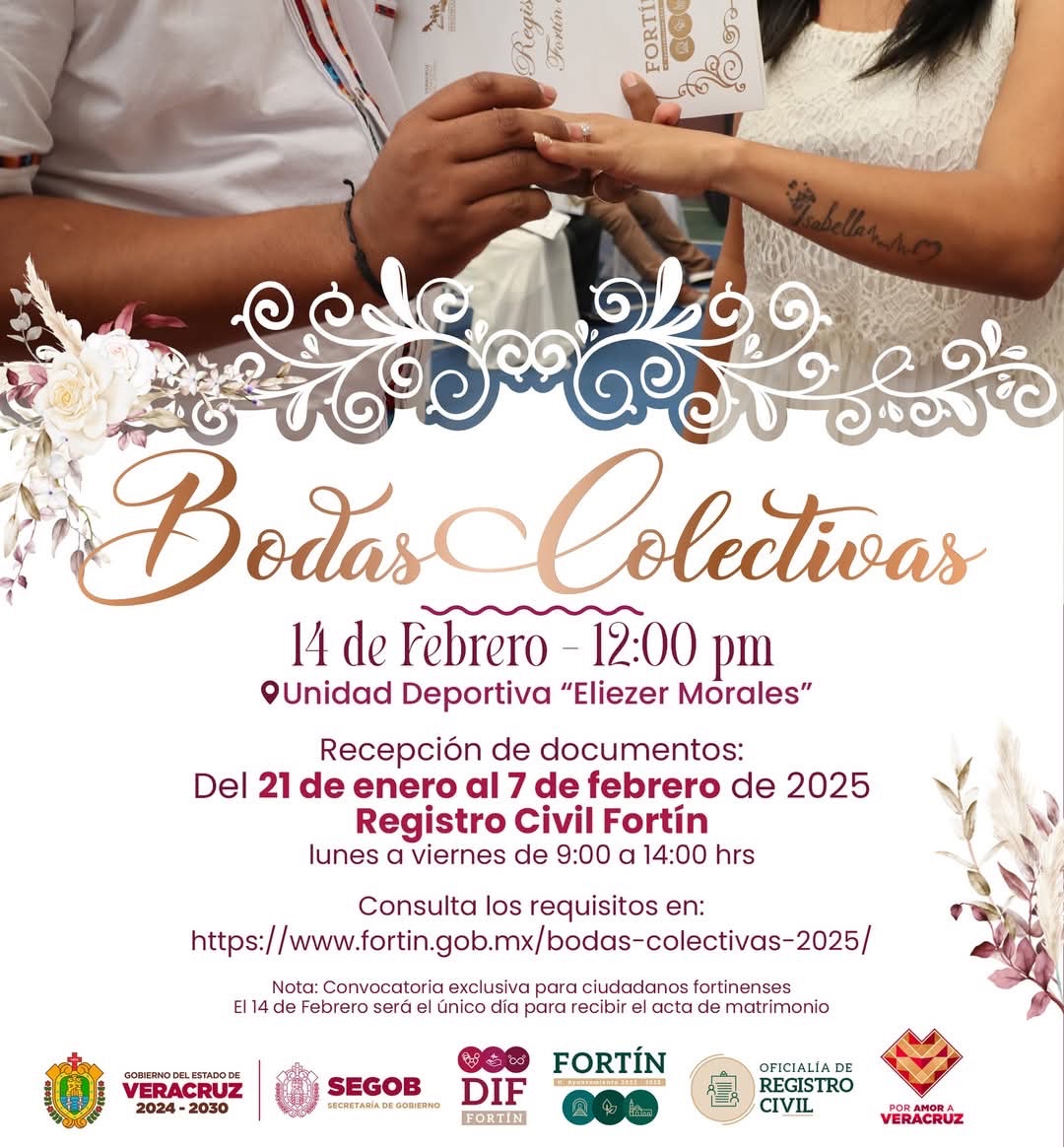 Invita Registro Civil y DIF a Bodas Colectivas