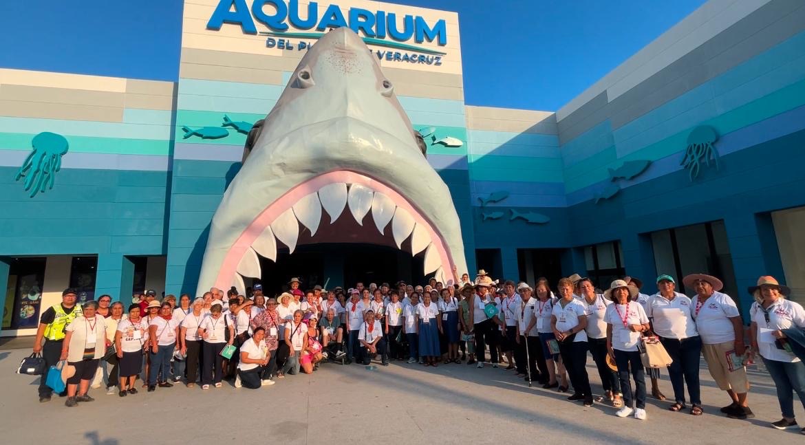 Visitan Adultos Mayores Acuario de Veracruz