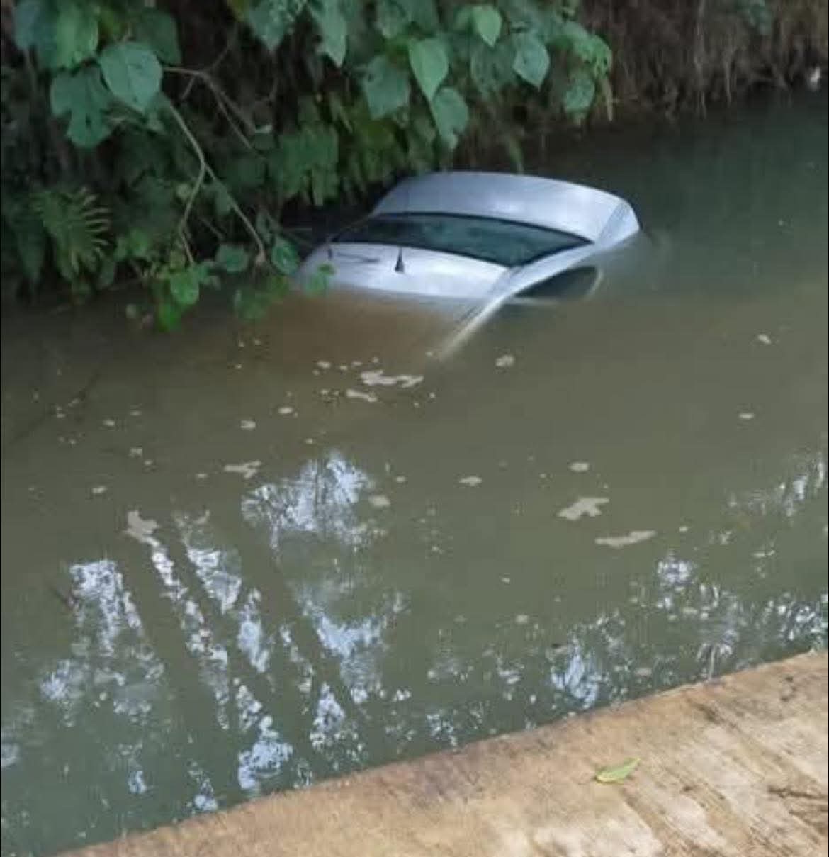 SE SALVA DE MORIR AHOGADO TRAS CAER CON SU AUTO A RIACHUELO