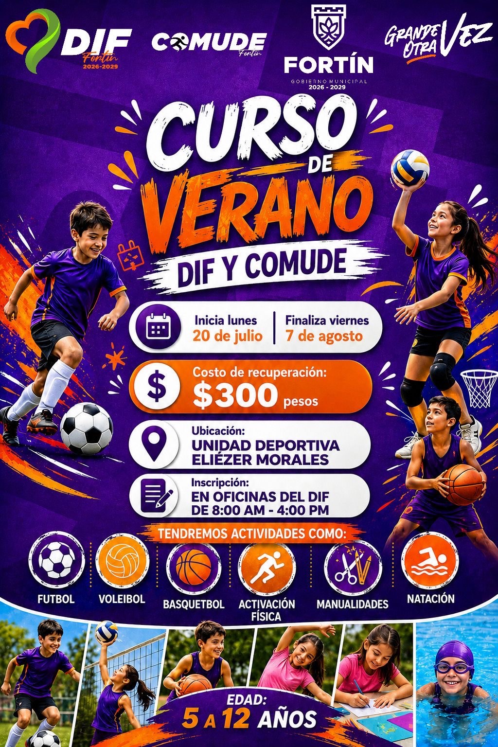 DIF FORTÍN Y COMUDE INVITAN A CURSO DE VERANO 2026