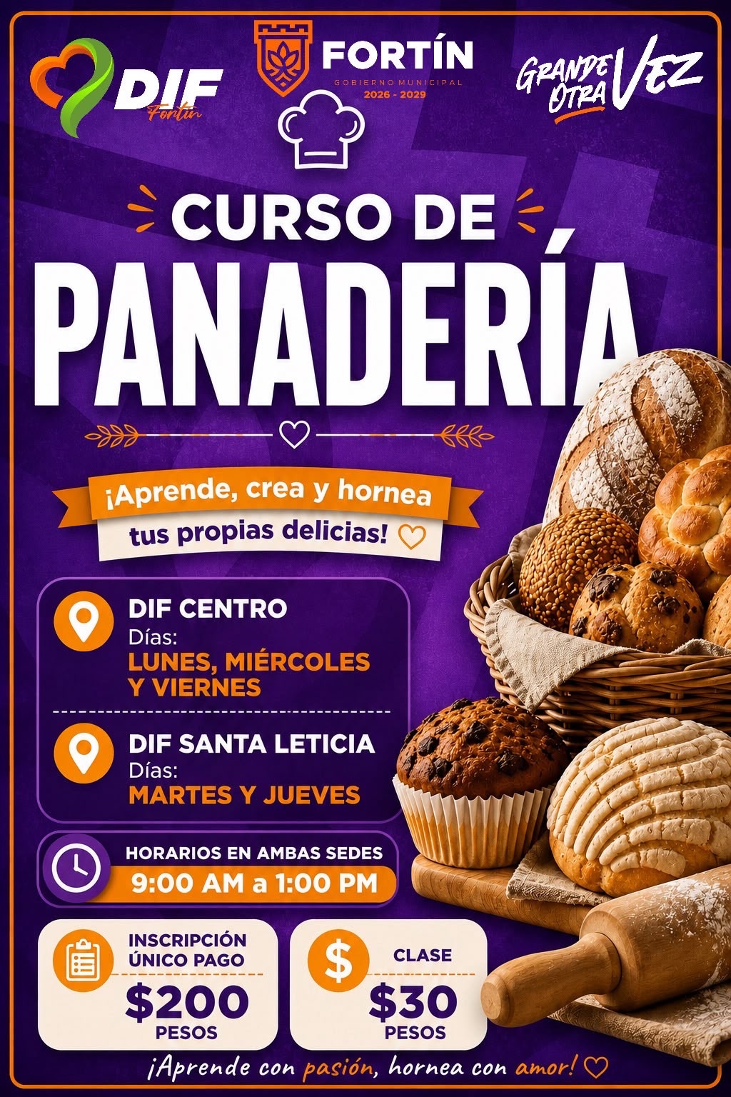 Promueve DIF Fortín Curso de Panadería. Inicia en Agosto.